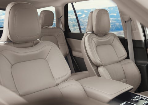 The interior of a 2024 Lincoln Aviator® SUV in the Sandstone interior color | Mark Ficken Lincoln in Charlotte NC
