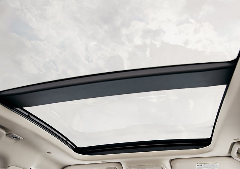 The available panoramic Vista Roof® is shown from inside a 2024 Lincoln Corsair® SUV. | Mark Ficken Lincoln in Charlotte NC