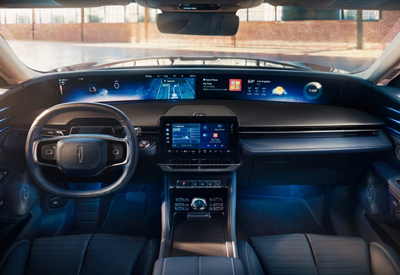 A large panoramic display is shown on the dashboard of a 2024 Lincoln Nautilus® SUV | Mark Ficken Lincoln in Charlotte NC